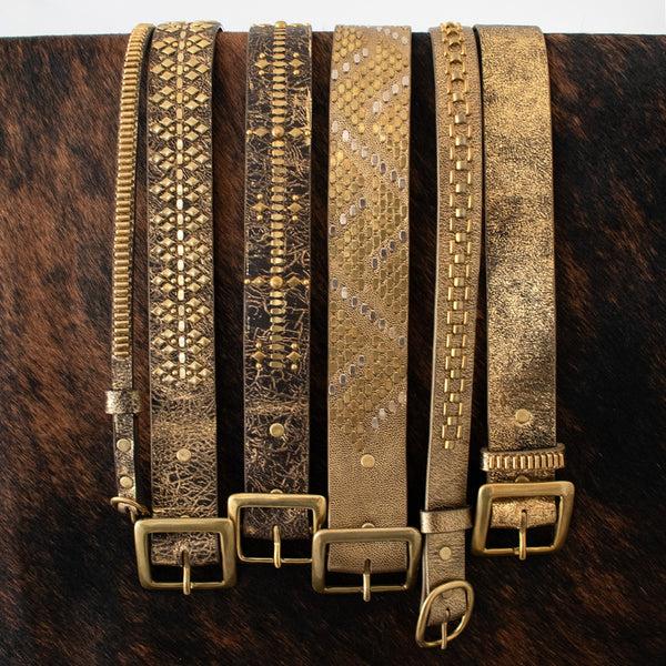 Calleen Cordero Zen NS 1.5" Belt Puerto Rico Gold W/ Brass Art