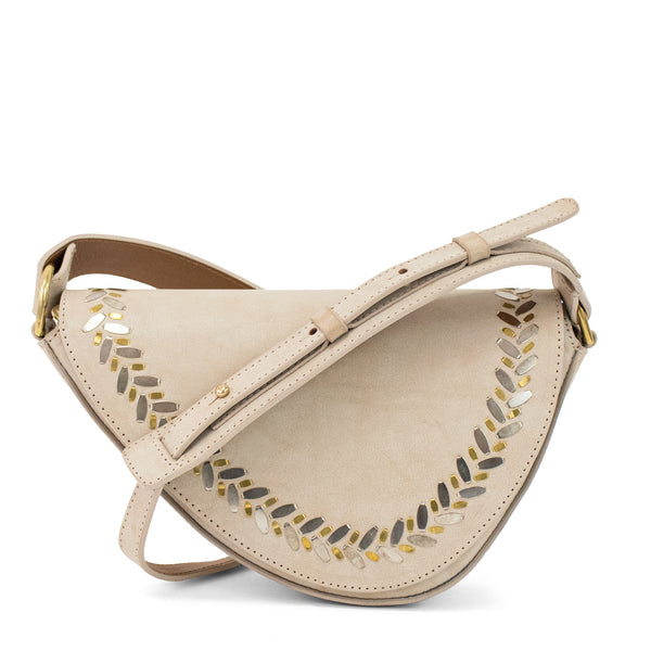calleen cordero Zendra Crossbody Butter Leather w/ Brass & Nickel Art