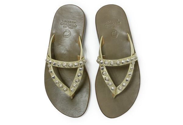 calleen Cordero Ziggy Sandal Gold Britania W/ Nickel Art