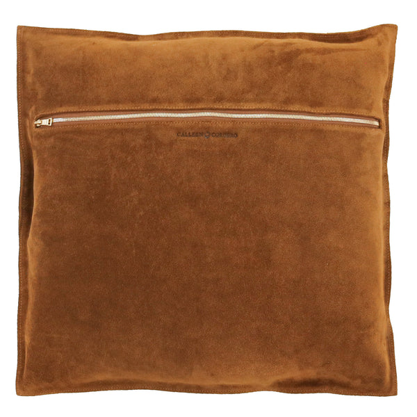 Calleen Cordero Zion 25" X 25" Pillow Case Zion Art - Cognac Suede W/ Brass & Nickel