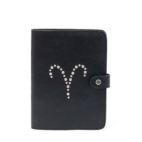 calleen cordero Zodiac Signs Notebook 4 1/2" w x 6" h Aries - Black Belmont w/ Nickel Art