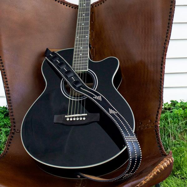 Calleen Cordero Zorro Guitar Strap Black Aniline W/ Nickel Art