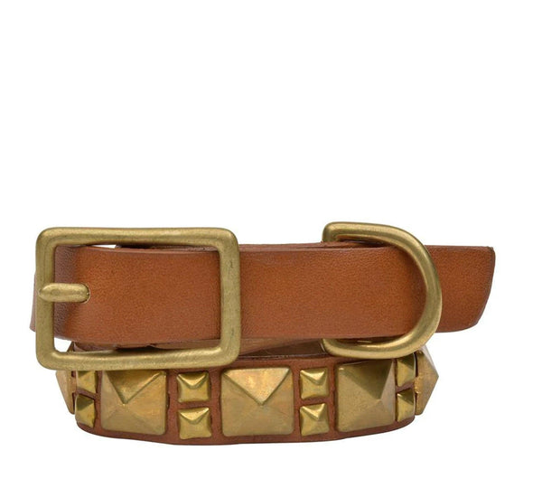 Calleen Cordero Zumo 12" Dog Collars Dark Brown Leather W/ Brass Art