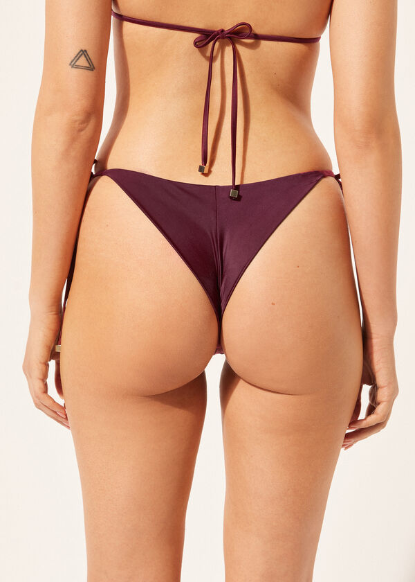 Calzedonia Brazilian String Swimsuit Bottom Shiny Satin