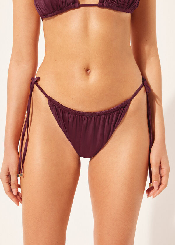 calzedonia Brazilian String Swimsuit Bottom Shiny Satin