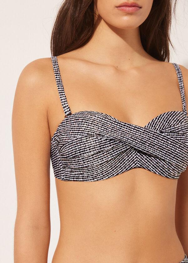 Calzedonia Bandeau Swimsuit Top Black Dots