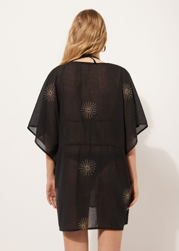 Calzedonia Cotton Caftan With Elegant Embroidery