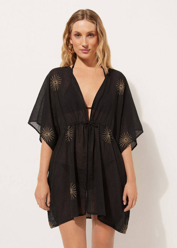 calzedonia Cotton Caftan with Elegant Embroidery