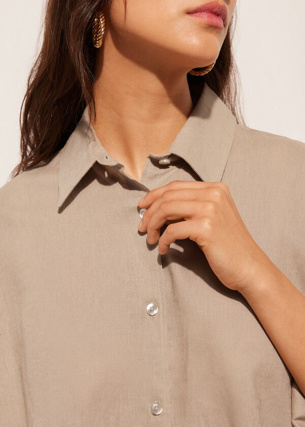 Calzedonia Cropped Linen And Viscose Shirt