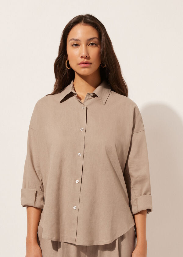 calzedonia Cropped Linen and Viscose Shirt