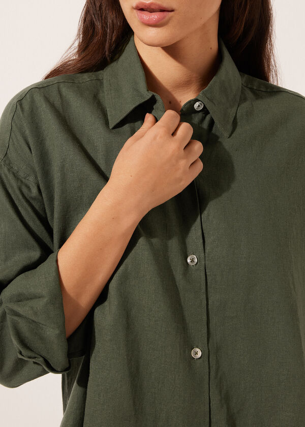 Calzedonia Cropped Linen And Viscose Shirt