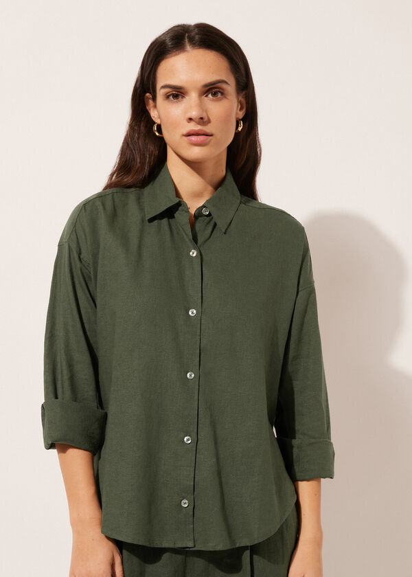 calzedonia Cropped Linen and Viscose Shirt