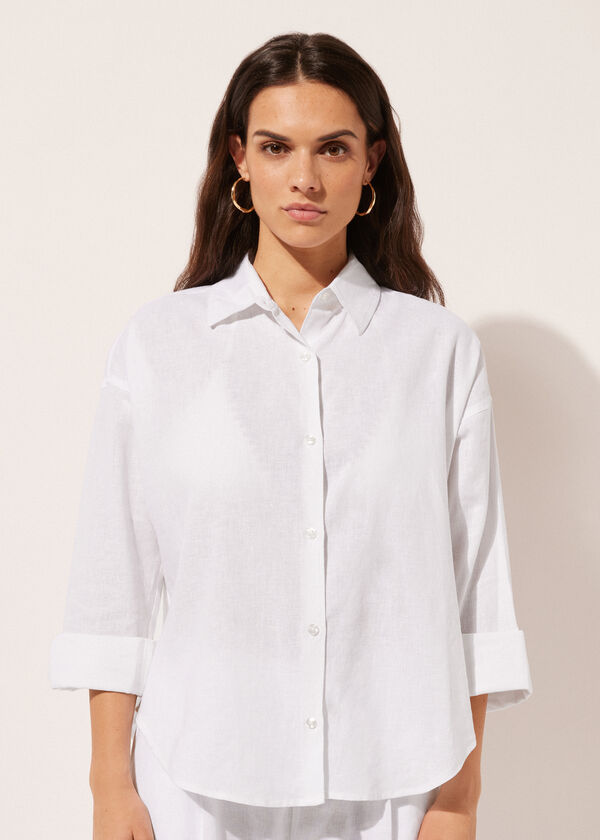 calzedonia Cropped Linen and Viscose Shirt