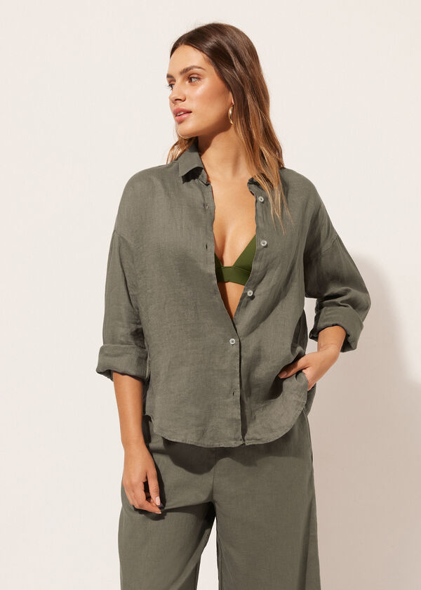 Calzedonia Cropped Linen Shirt