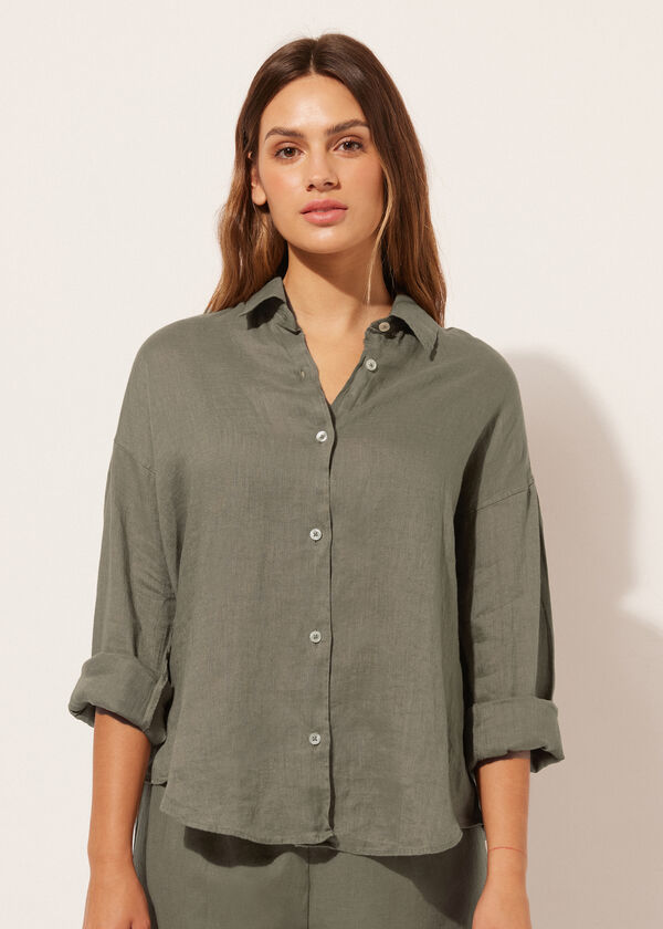 calzedonia Cropped Linen Shirt