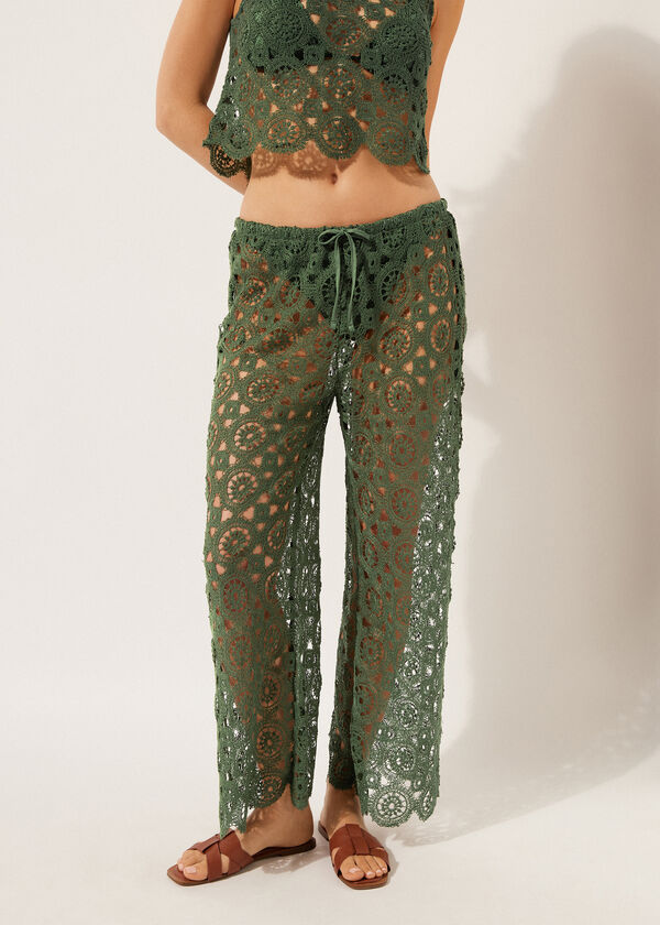 Calzedonia Geometric Crochet Palazzo Pants