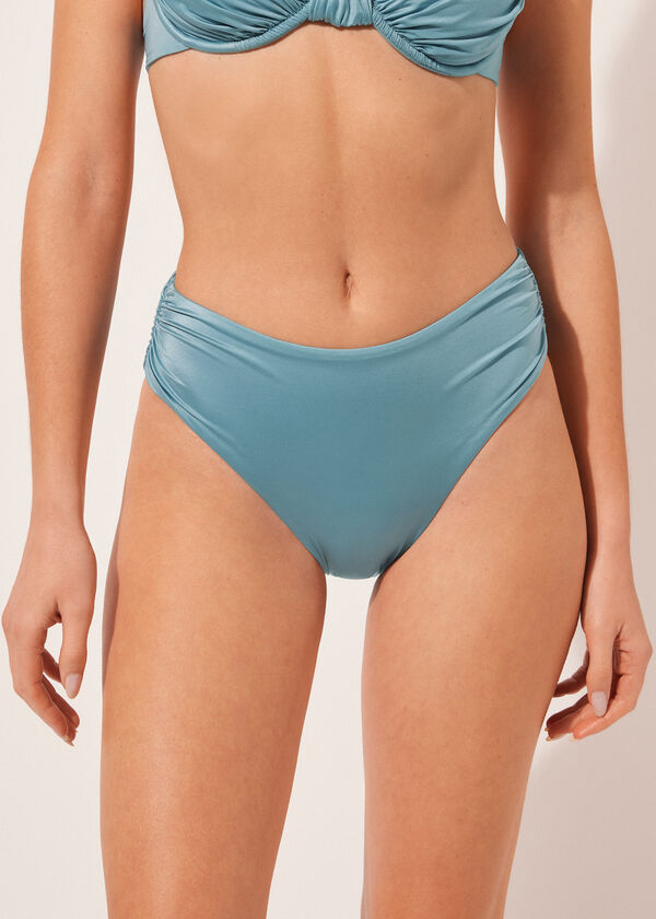 calzedonia High Rise Swimsuit Bottom Shiny Satin