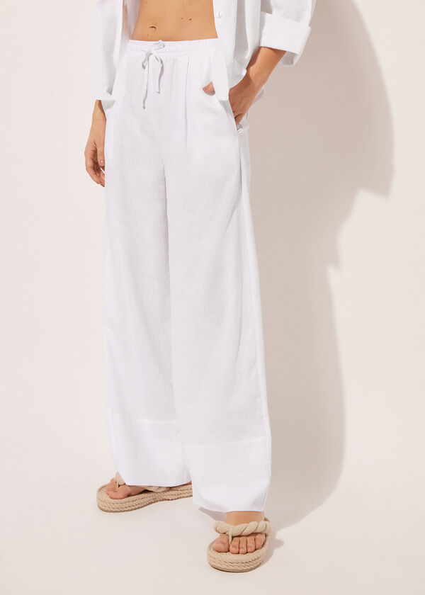 Calzedonia Linen And Viscose Palazzo Pants