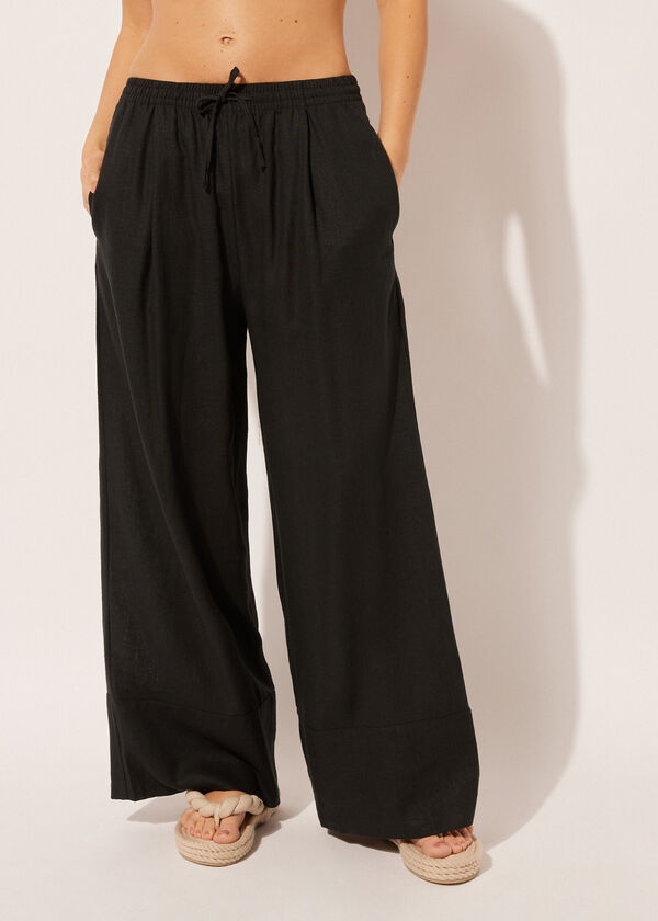 Calzedonia Linen And Viscose Palazzo Pants