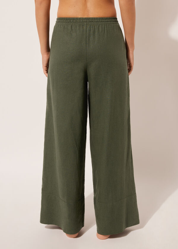 Calzedonia Linen And Viscose Palazzo Pants