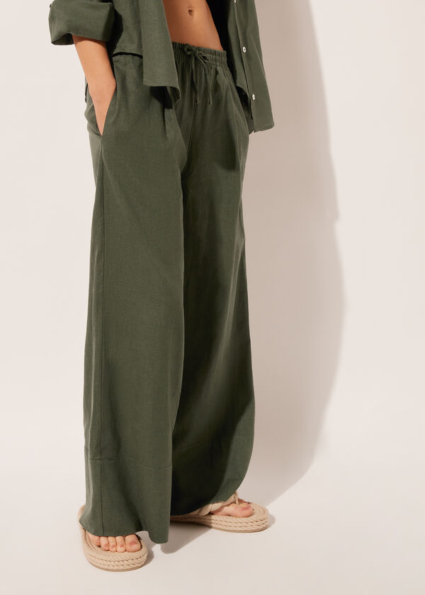Calzedonia Linen And Viscose Palazzo Pants
