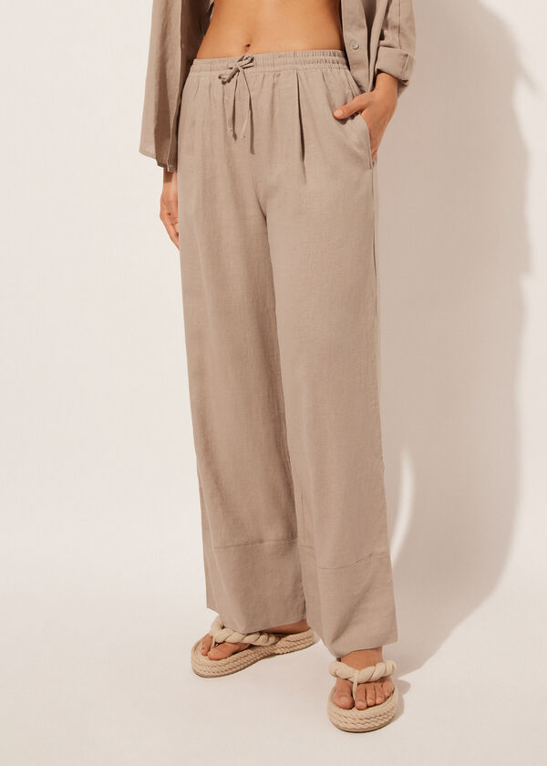 Calzedonia Linen And Viscose Palazzo Pants