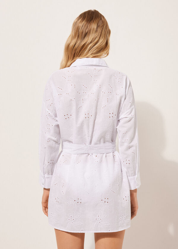 Calzedonia Long Shirt In Broderie Anglaise