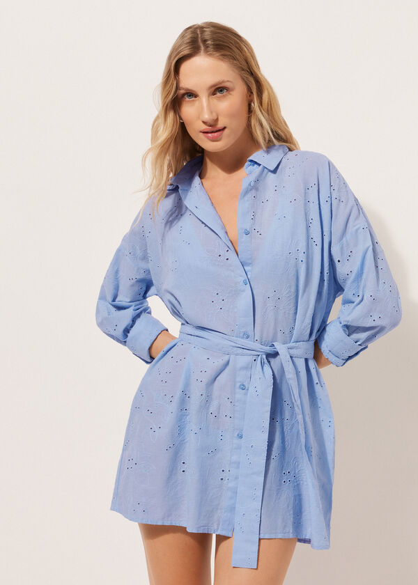 Calzedonia Long Shirt In Broderie Anglaise
