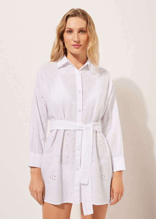 calzedonia Long Shirt in Broderie Anglaise