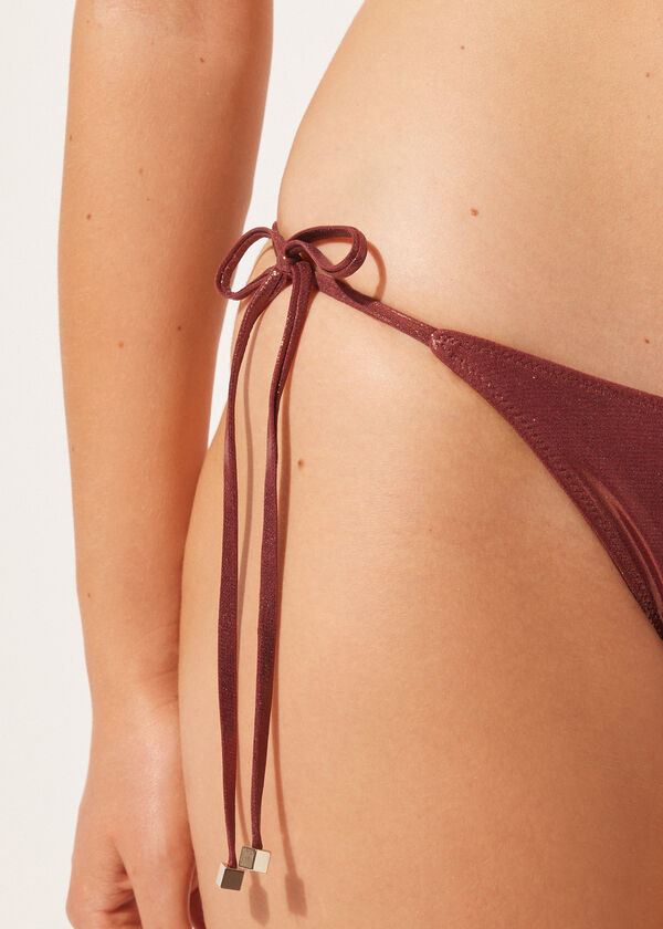 Calzedonia String Swimsuit Bottom Metallic Skin