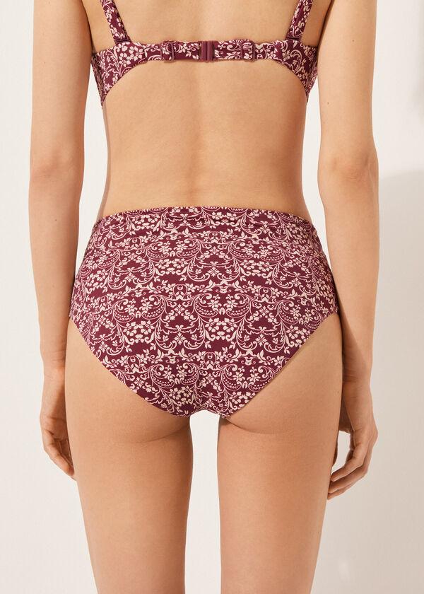 Calzedonia High Waist Shaping Swimsuit Bottoms Botanic Bordeaux