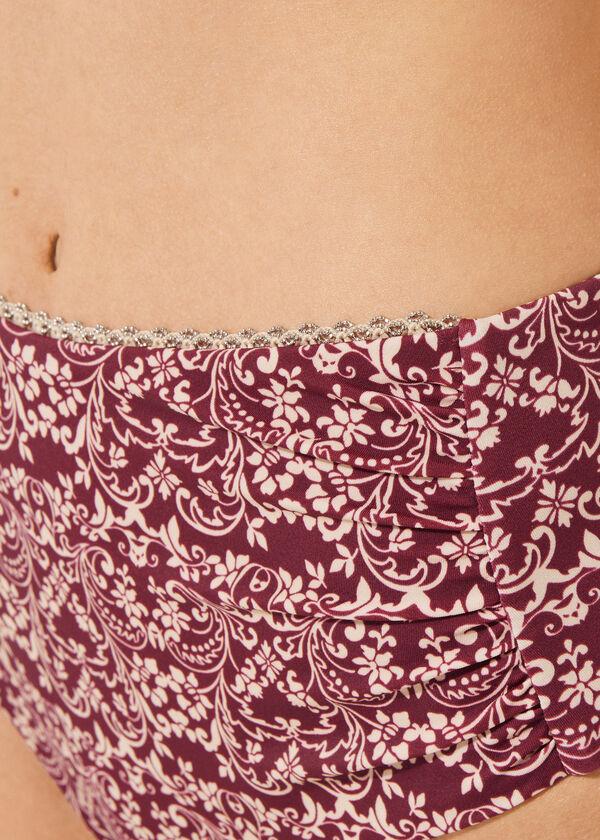 Calzedonia High Waist Shaping Swimsuit Bottoms Botanic Bordeaux