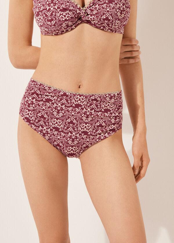 Calzedonia High Waist Shaping Swimsuit Bottoms Botanic Bordeaux