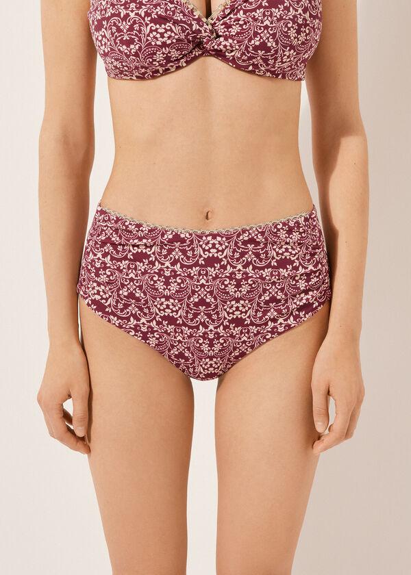 calzedonia High Waist Shaping Swimsuit Bottoms Botanic Bordeaux