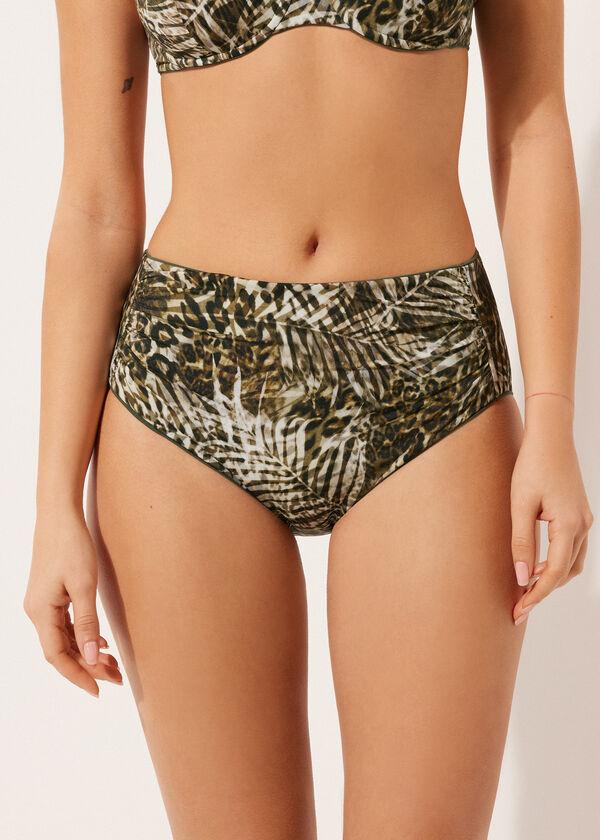 calzedonia High Waist Shaping Swimsuit Bottoms Tropical Animalier