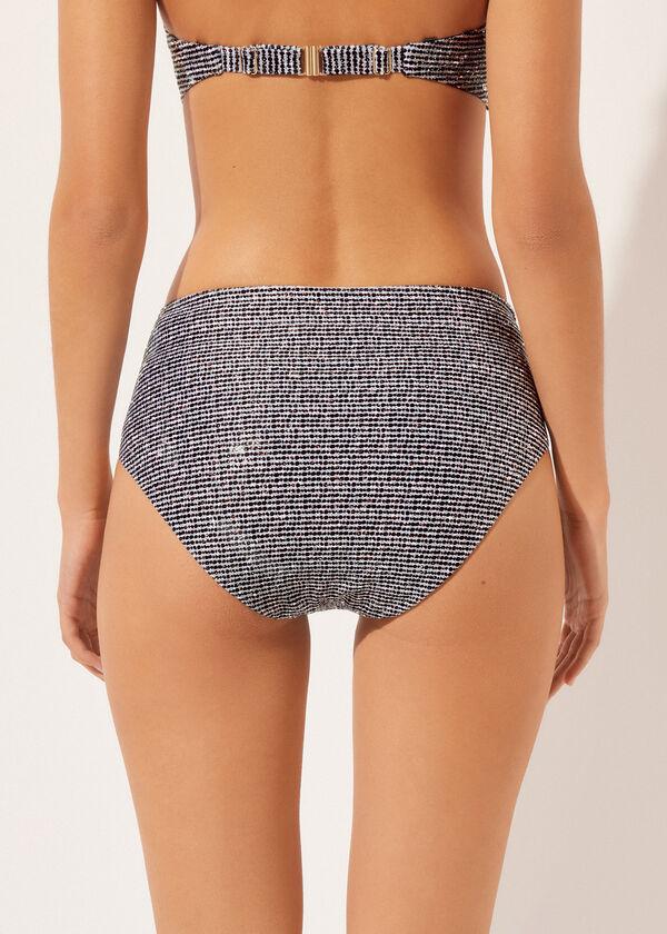 Calzedonia High Waist Slimming Swimsuit Bottom Black Dots