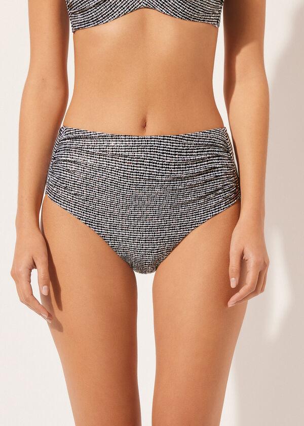 calzedonia High Waist Slimming Swimsuit Bottom Black Dots