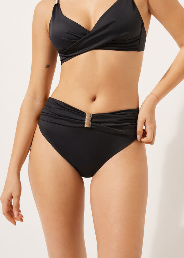 Calzedonia High-Waisted Draped Swimsuit Bottoms Scultura