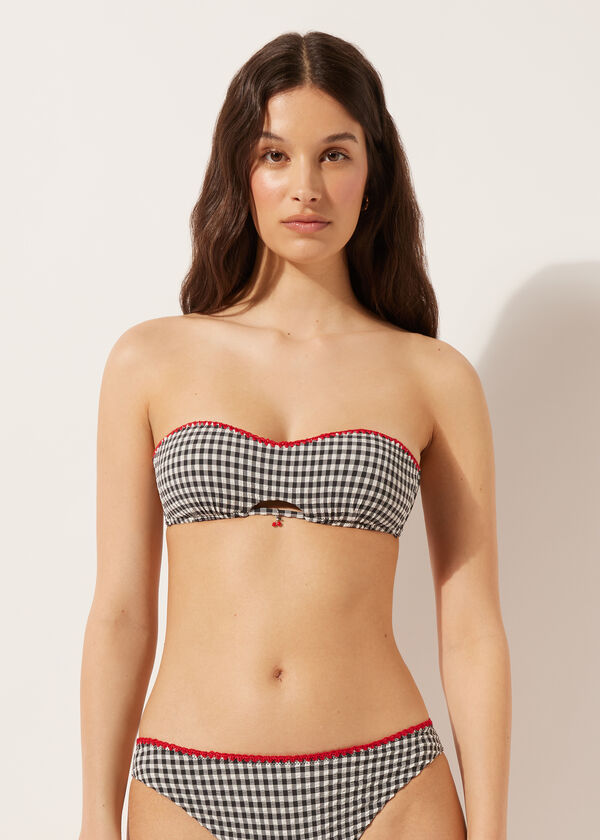 calzedonia Padded Bandeau Swimsuit Top Cherry Vichy