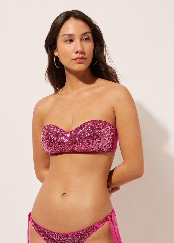 Calzedonia Padded Bandeau Swimsuit Top Surface Royal