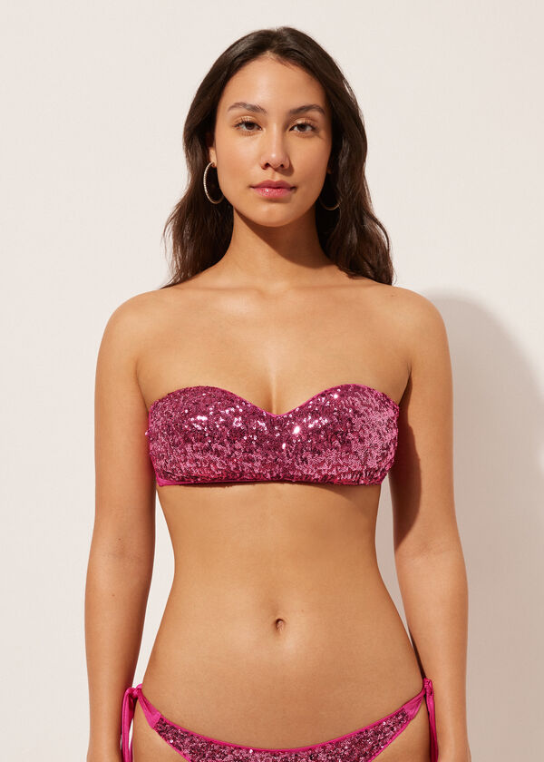 calzedonia Padded Bandeau Swimsuit Top Surface Royal