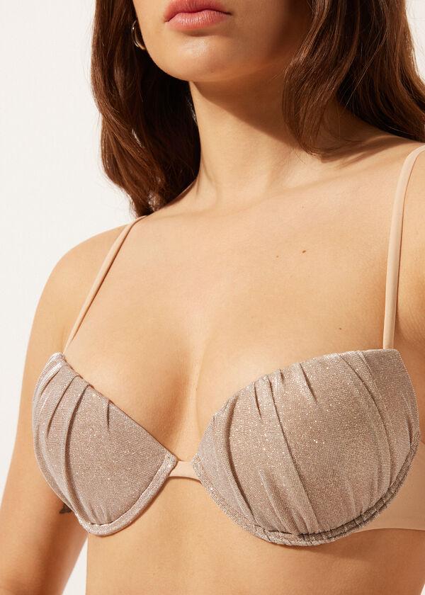 Calzedonia Padded Push-Up Swimsuit Top Golden Glitter