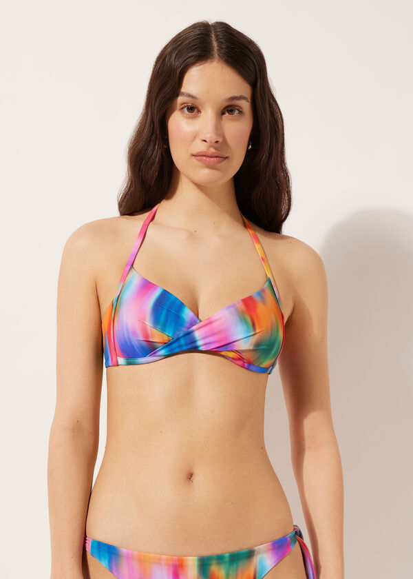 calzedonia Padded Triangle Swimsuit Top Rainbow Shades