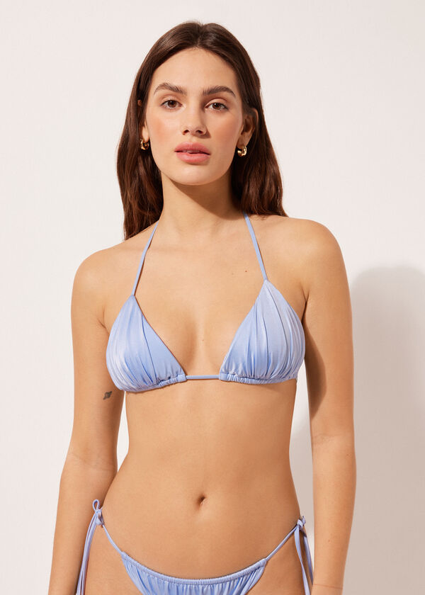 calzedonia Removable Padding Triangle Swimsuit Top Shiny Satin