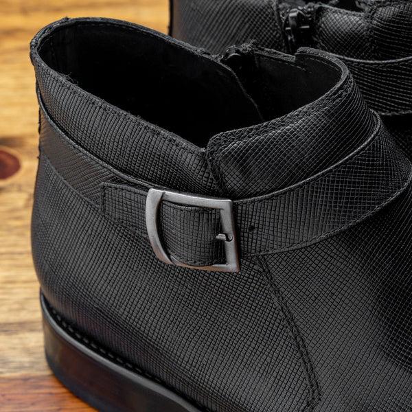 Calzoleria Toscana 1221 Calzoleria Toscana Saffiano Leather Ankle Zip Boot Black