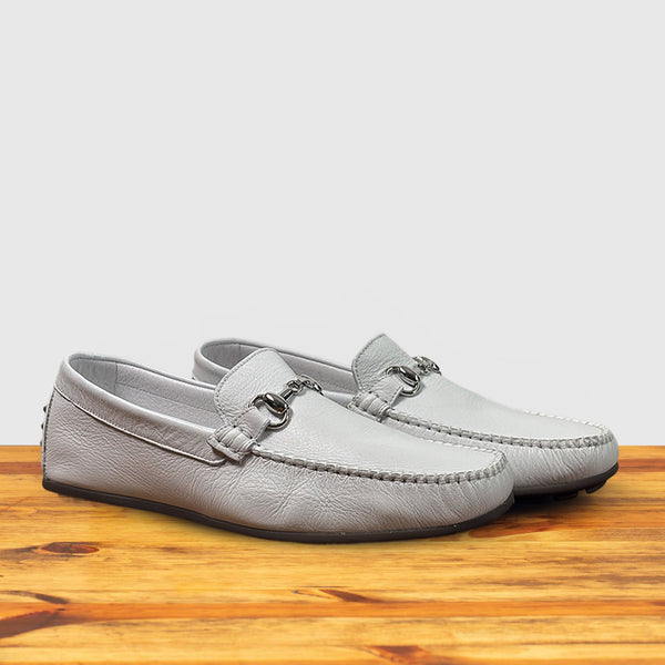 Calzoleria Toscana 2444 Calzoleria Toscana Deer Skin Horsebit Driver White