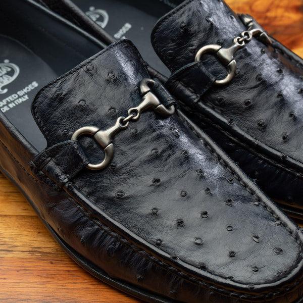 Calzoleria Toscana 3238-M Calzoleria Toscana Men's Ostrich Dress Loafer Navy Blue