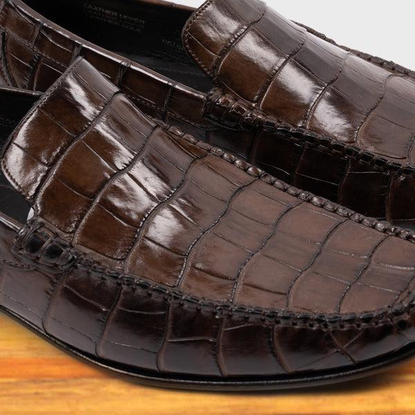 Calzoleria Toscana 4468 Calzoleria Toscana Men's Nile Crocodile Venetian Loafer Moor