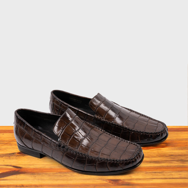 Calzoleria Toscana 4468 Calzoleria Toscana Men's Nile Crocodile Venetian Loafer Moor