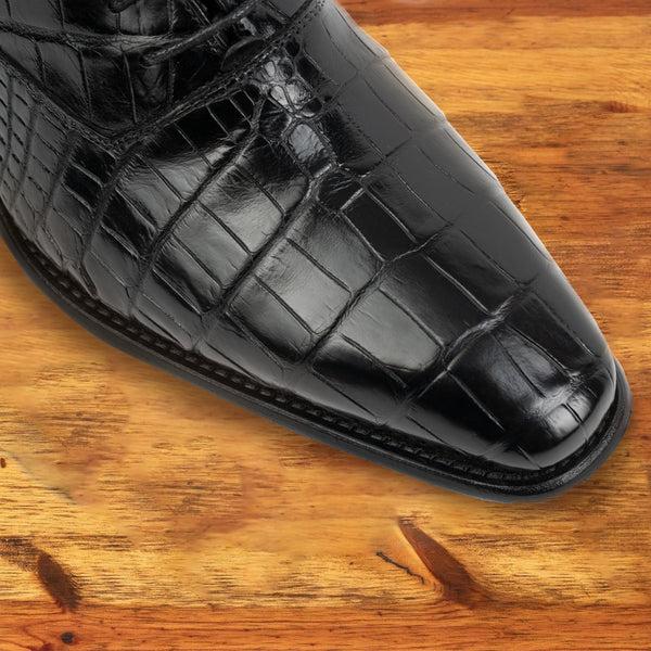 Calzoleria Toscana 6153 Calzoleria Toscana Dip-Dyed Men's Nile Crocodile Lace-Up Black